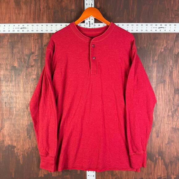 LL‎ Bean Henley 2 Layer Traditional Fit River Driver's 40% Wool Shirt Mens Large - Picture 2 of 7